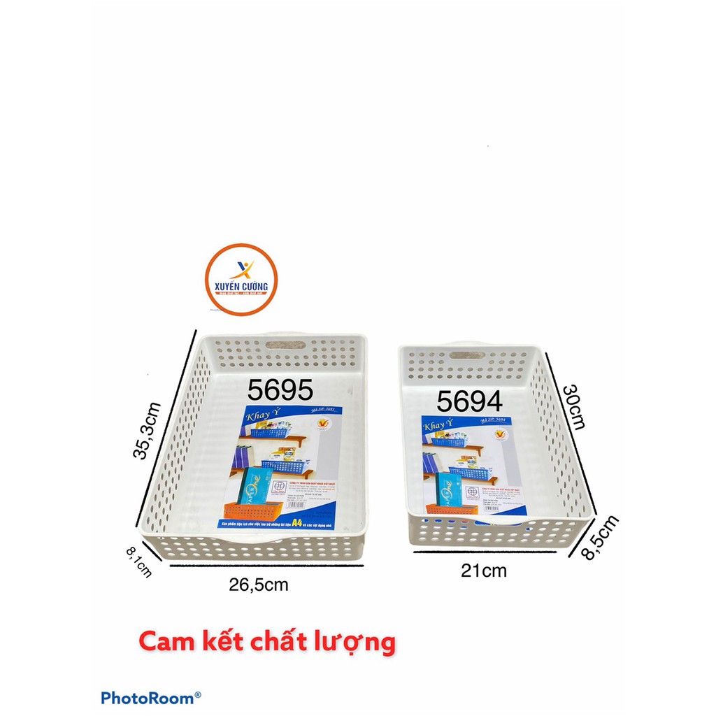 khay nhựa vuông việt nhật 5695 và 5694, khay tiện ích, rổ có tai cầm khổ A4