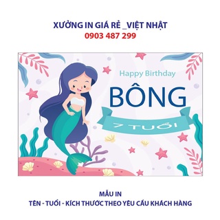 Phông bạt sinh nhật in theo yêu cầu, backdrop thôi nôi: In Tên - tuổi theo yêu cầu của khách hàng_Kích thước 1m x1.5m