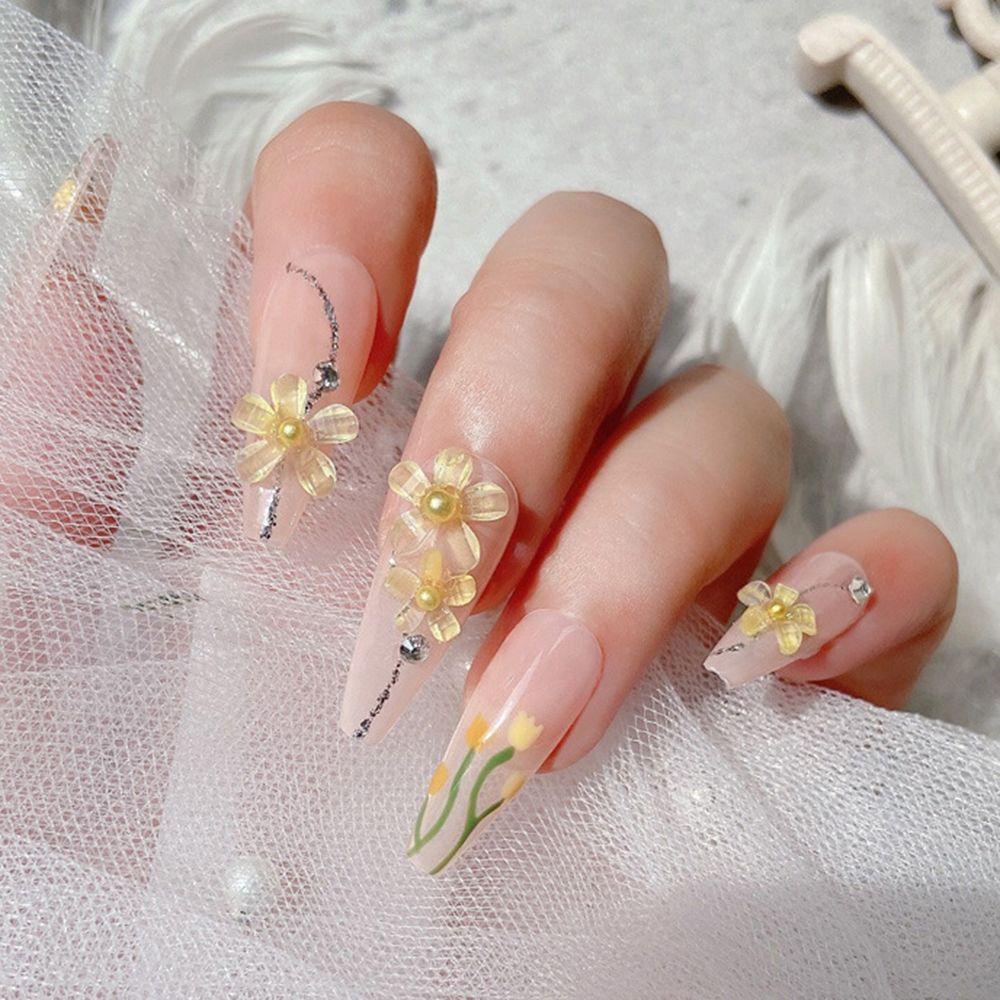 Hạt Nhựa Resin Trong Suốt Hình Hoa Nhiều Màu Trang Trí Móng Tay DIY
