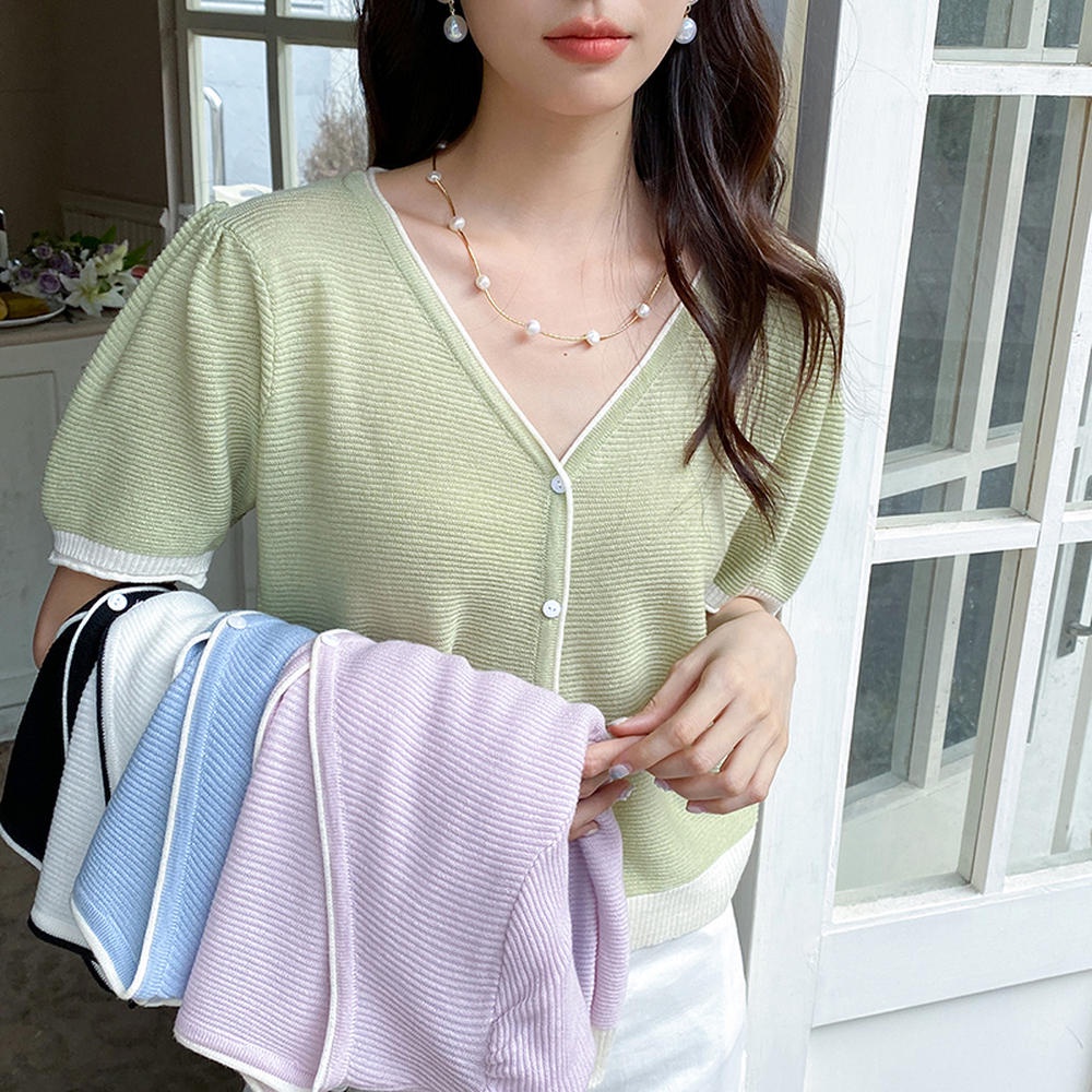 Áo Dệt Kim Ngắn Tay Thoáng Khí Thoải Mái Phong Cách Mới Xuân Hè 50914