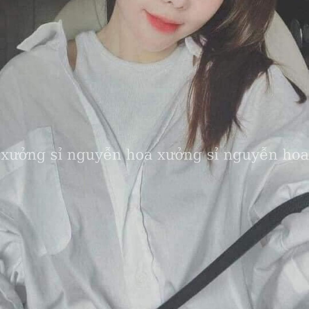 Áo sơ mi nữ trắng dài tay túi ngực kèm áo 3 lỗ phong cách sexy trẻ trung năng động Xưởng Sỉ Nguyễn Hoa