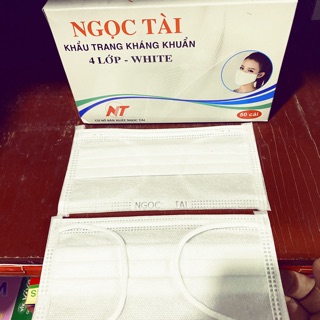 Khẩu trang kháng khuẩn 4 lớp Ngọc Tài màu trắng (1 hộp 50 cái)