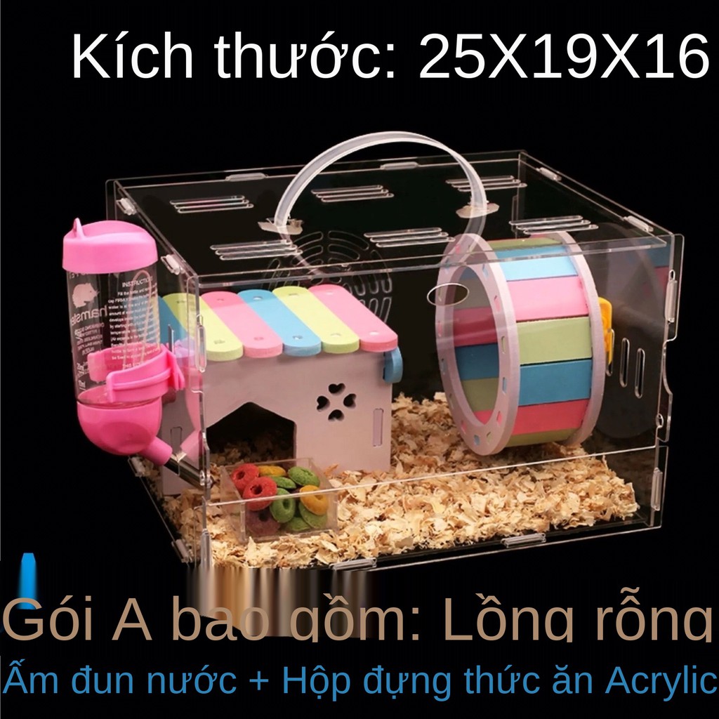 Gói giá trị lồng chuột lang acrylic một lớp trong suốt biệt thự cung cấp đồ chơi