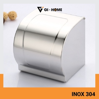 Hộp Giấy Khoan Tường Và Dán Tường GIHOME Inox 304 Bên Trong Có Con Lăn Giúp Lấy Giấy Dễ Dàng