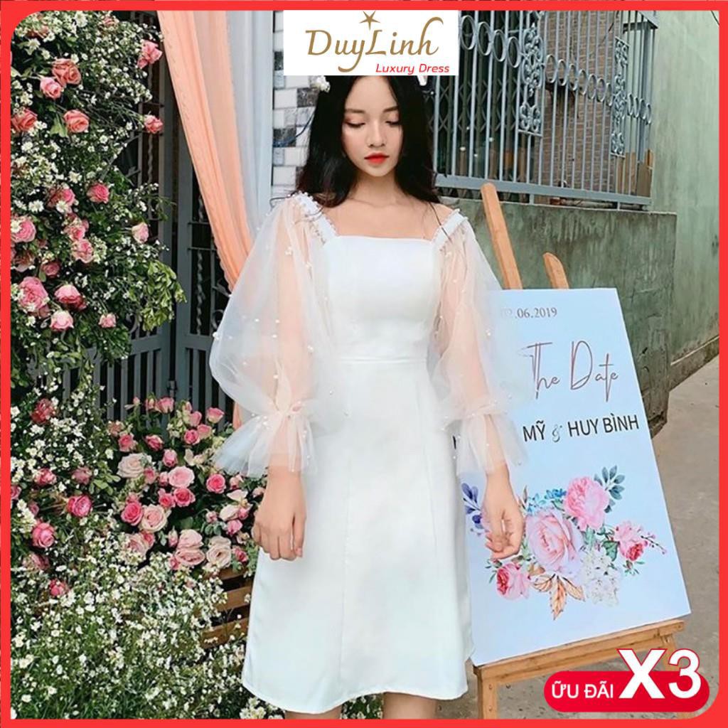Đầm dự tiệc trắng tay phồng kết hạt siêu xinh | BigBuy360 - bigbuy360.vn