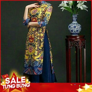 Áo dài cách tân long bào lửng cao cấp - HÌNH THẬT