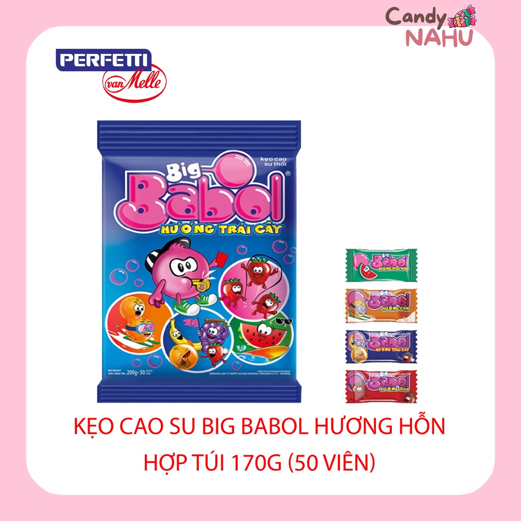 Kẹo Cao su Big Babol hương hỗn hợp túi 170g (50 viên)
