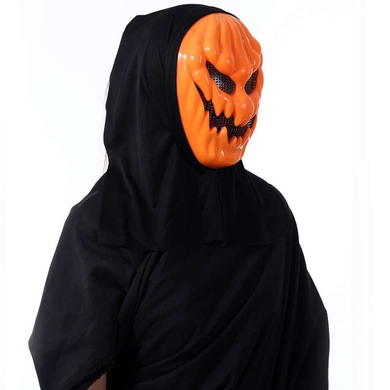 Youyo Mặt Nạ Hóa Trang Halloween Hình Bí Ngô Ác Quỷ Màu Cam Kèm Khăn Turban Cho Tiệc Kinh Dị