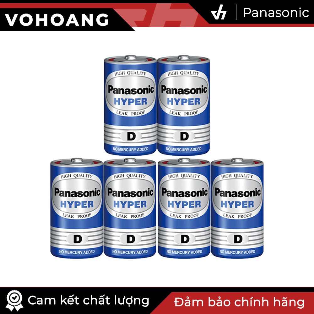 Bộ 6 pin D dùng cho bếp gas - Panasonic carbon D - R20UT (Xanh)