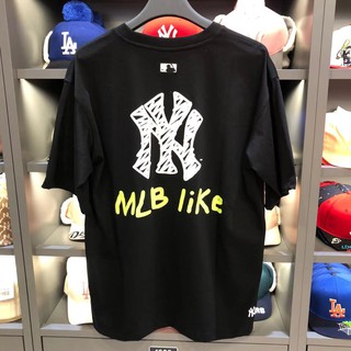 MLB Áo Thun Ngắn Tay In Chữ Ny Yankees Thời Trang Cho Cặp Đôi