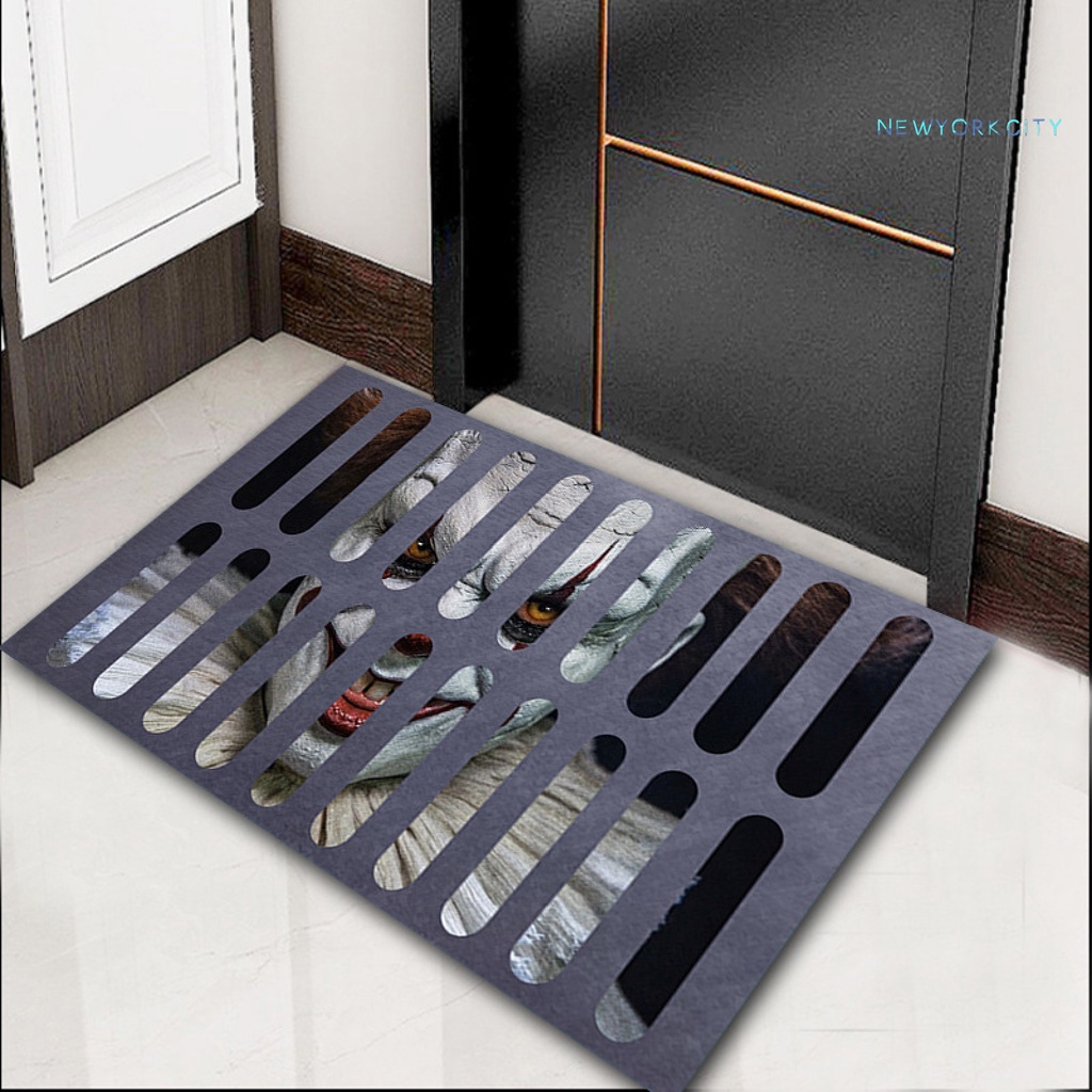 Thảm Chùi Chân Polyester Chống Trượt Thấm Hút Mạnh Họa Tiết Chú Hề Dùng Hàng Ngày