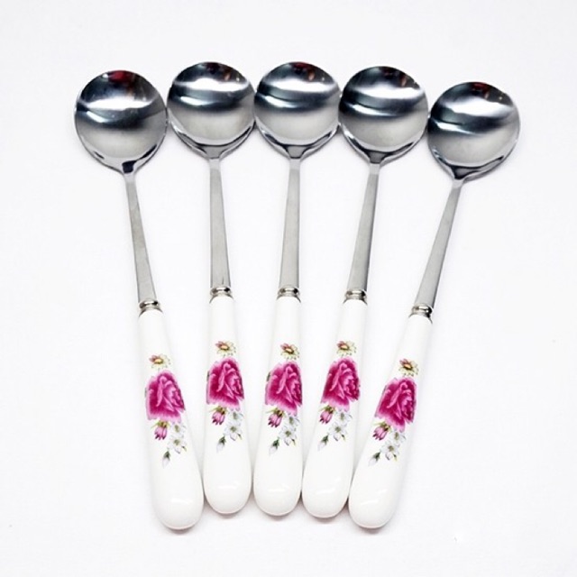 Thìa inox cán sứ trả order