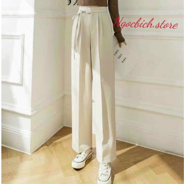 Quần Ống Suông Nữ Thắt Nơ Vải Ruby - Quần Ống Suông Culottes- Quần Ống Rộng
