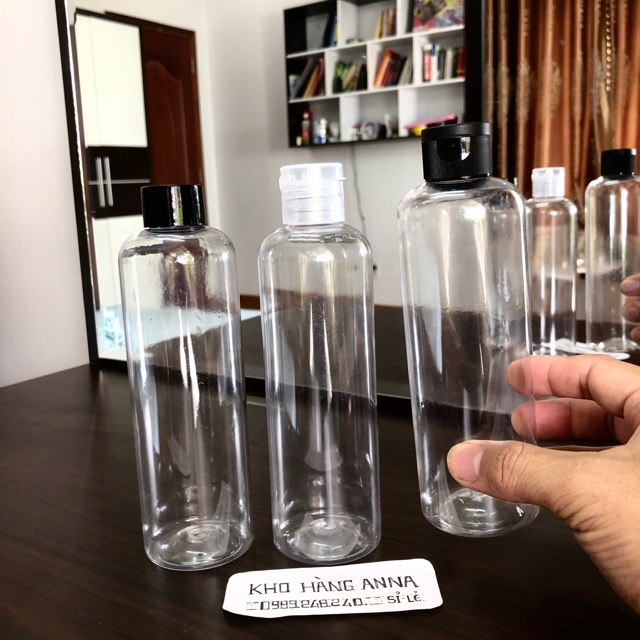 Chai nhựa trong suốt  nắp đen- Vỏ chai Pet nhựa nắp vặn đen đủ kích cở- Chai 500ml/ 300ml/ 200ml/ 100ml/ 50ml/ 30ml 10ml