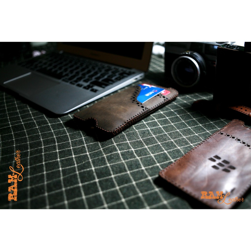 Bao Da Điện Thoại IPHONE Da Bò Thật Đặt Riêng - RAM Leather Cover One Dark Brown