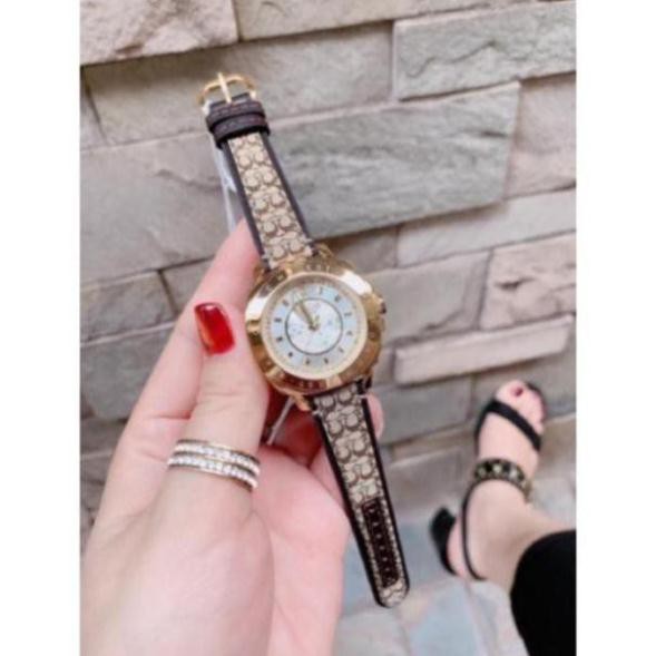 (Sale) Sale Đồng hồ nữ dây da hoạ tiết Coach delancey (có hình thật)