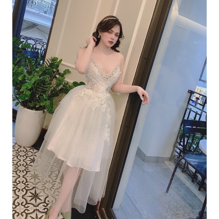 ĐẦM XOÈ TẦNG KIM TUYẾN ĐÍNH HOA full size S/M/L /XL