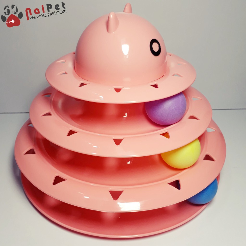Đồ Chơi Bóng Xoay 3 Tầng Mặt Cute Cho Mèo