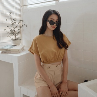 Áo croptop cổ tròn bo eo nữ Air Space Lady 2211821018