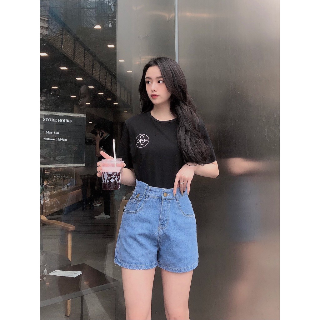 Quần đùi jean nữ thể thao, quần short bò lửng nữ cao cấp phong cách ulzzang thời trang Dyn's House-Q104 | BigBuy360 - bigbuy360.vn