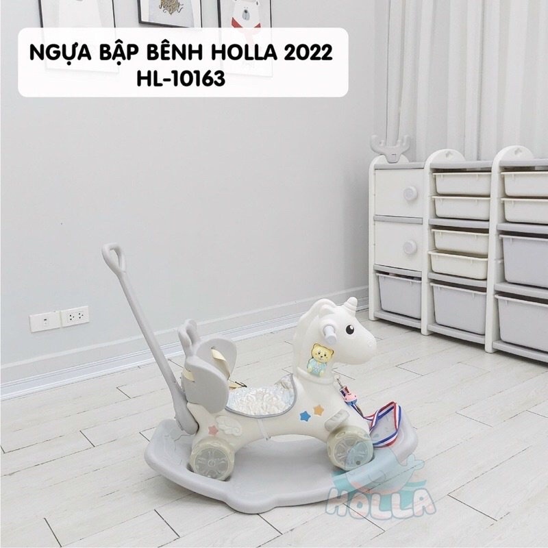 Ngựa bập bênh kiêm xe chòi chân Holla 3in1 đa năng có cần đẩy có nhạc cho bé vận động