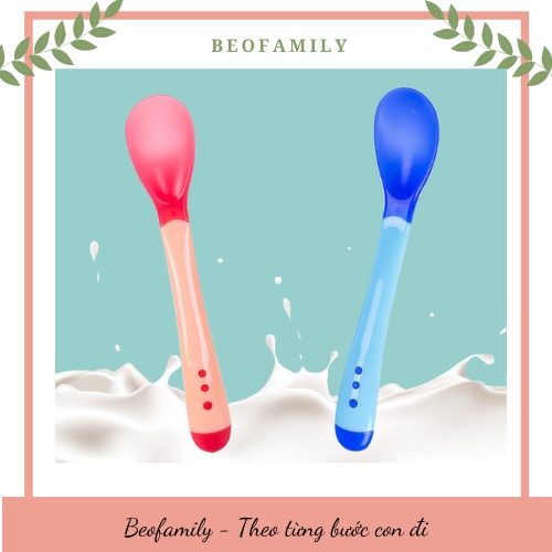 Thìa Silicon Báo Nóng Cho Bé Ăn Dặm Giúp Bé Ăn Ngoan , Ngon Miệng - Beofamily