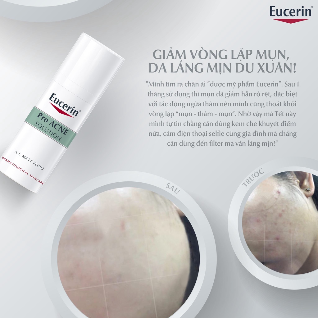 CHỢ SỈ- EUCERIN KEM DƯỠNG KIỀM DẦU, GIẢM MỤN PRO ACNE A.I MATT FUID 50ML