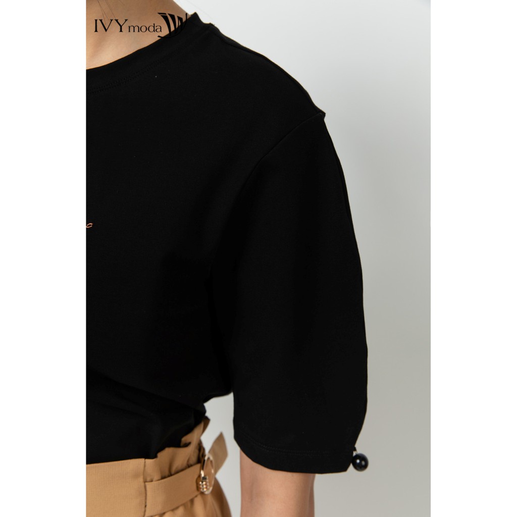 Áo thun nữ thêu chữ Chance IVY moda MS 57B8609