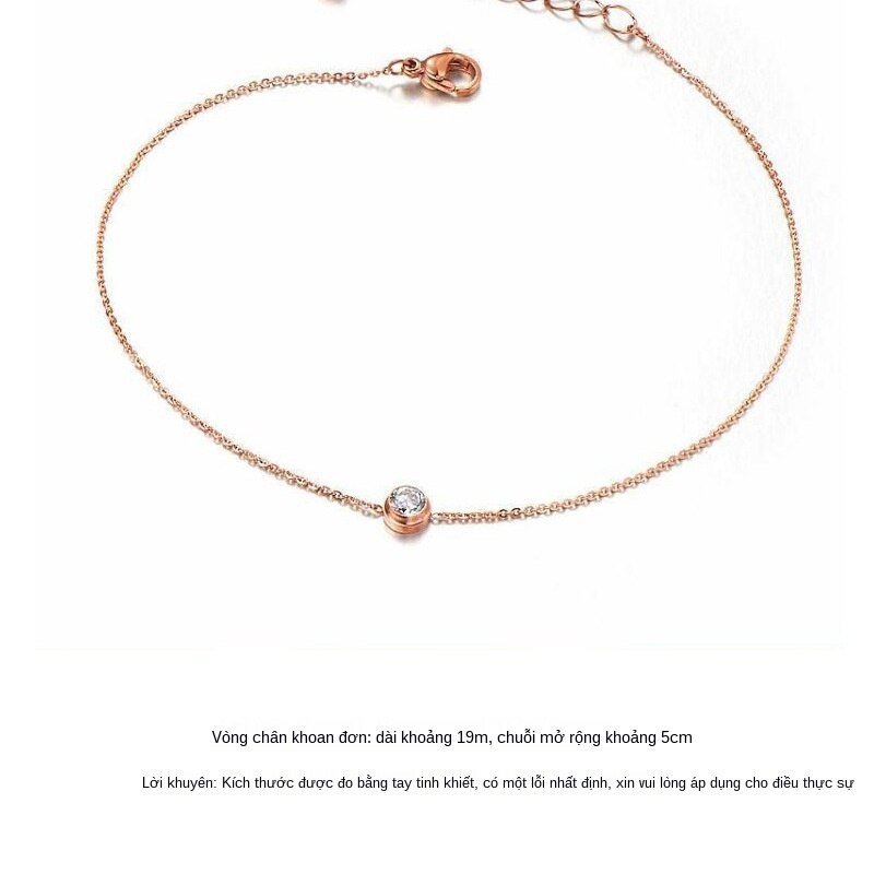 Lắc chân thép titan mạ vàng 18K phong cách Hàn Quốc trẻ trung