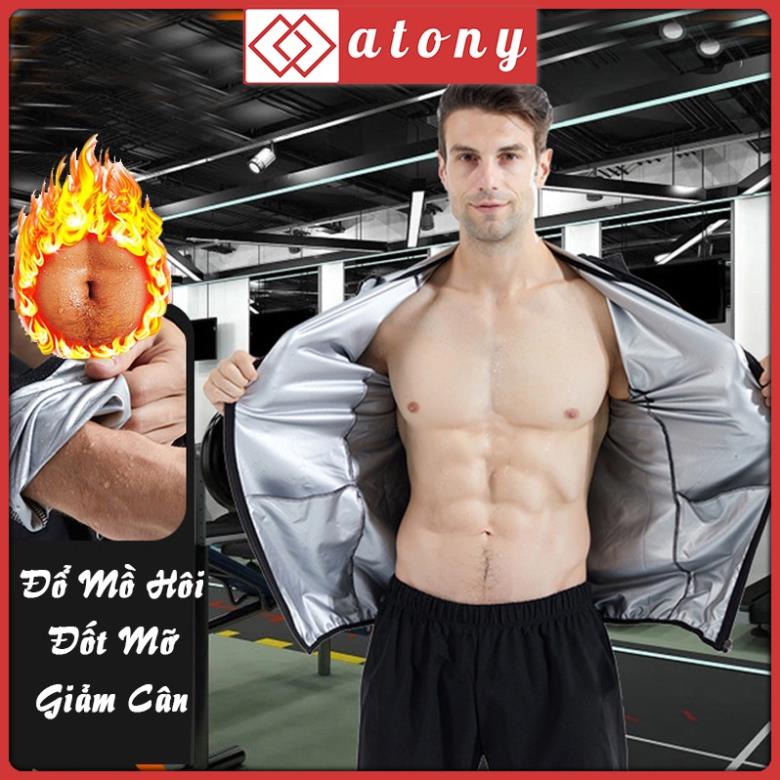 Áo Giảm Cân Nam ATONY, Áo Khoác Tập Gym Sinh Nhiệt Tan Mỡ Bụng ATONY Cao Cấp Tráng Nano Bạc Nhật Bản !