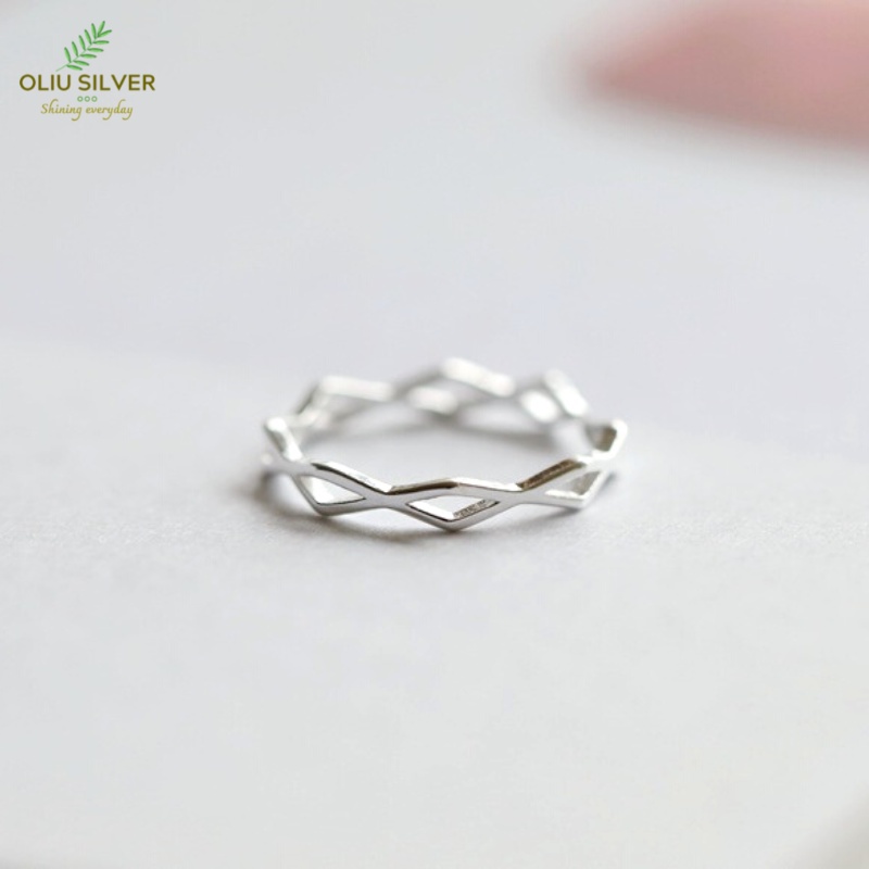 Nhẫn Bạc S925 Hình Thoi Free Size Trẻ Trung Cá Tính | Nhẫn Nữ Bạc Trang Sức Thời Trang Điều Chỉnh Được