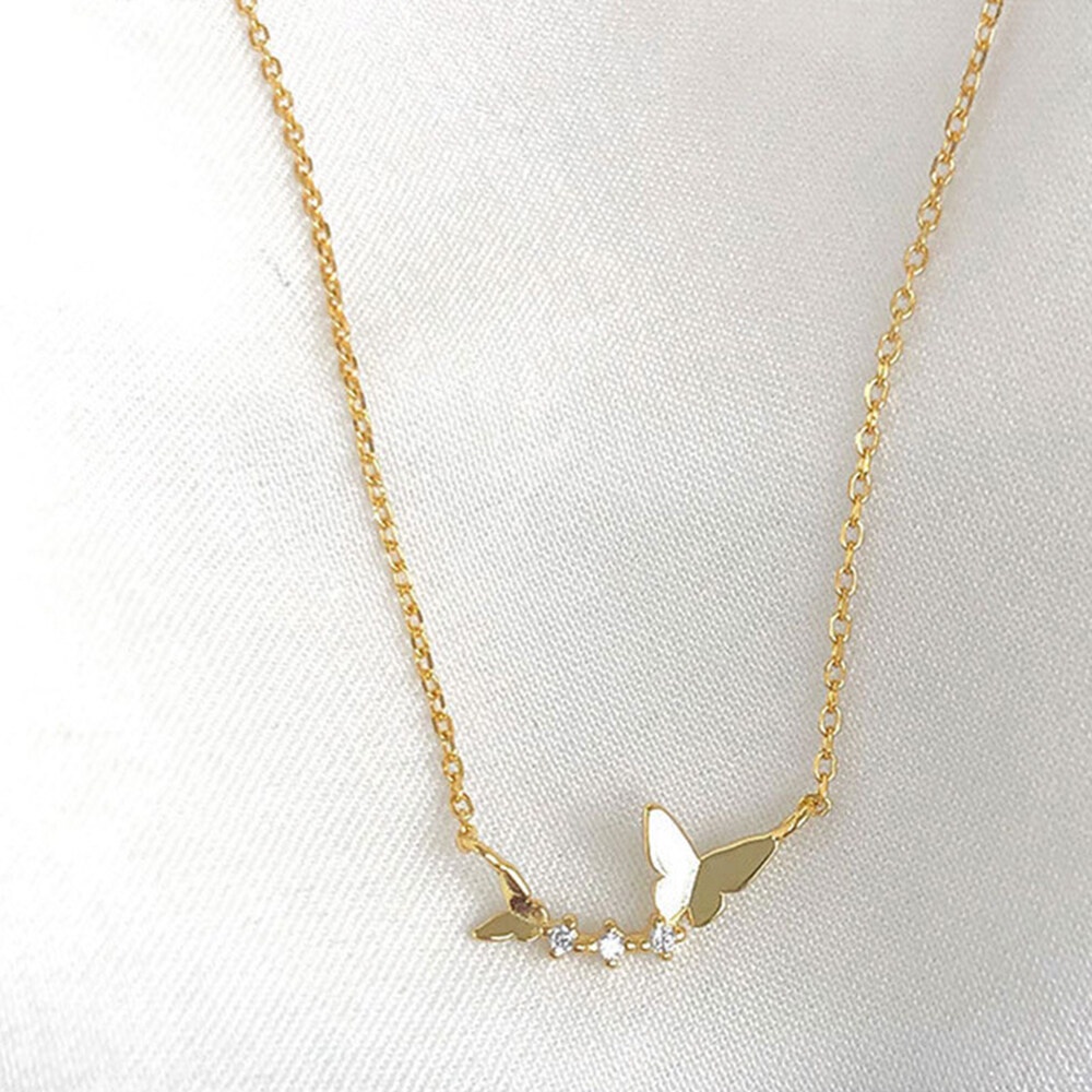 Vòng cổ Sợi Xích Mặt Hình Bướm Đính Đá Đơn Giản Cho Nữ