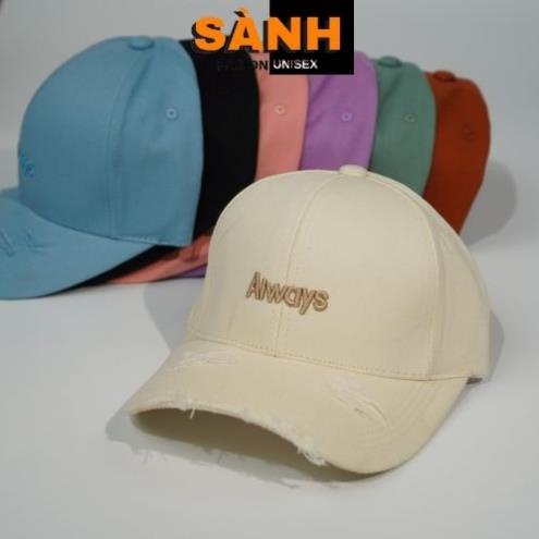 Mũ lưỡi trai thêu chữ Always Nón kết kiểu rách tua rua chất kaki thời trang form unisex nam nữ K17 Xịn