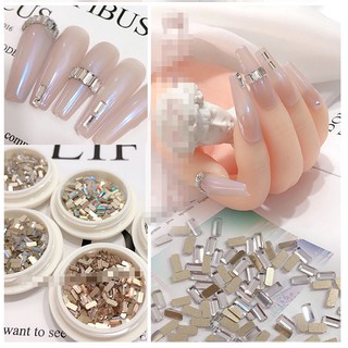 Đá đính móng, Đá nail chân bằng hình chữ nhật nhỏ siêu sáng