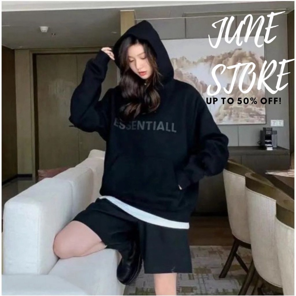 Áo nỉ hoodie Essentials unisex dài tay nam nữ cao cấp in cao su nổi, áo phông nỉ bông sweater có mũ màu nâu, đen M22 | WebRaoVat - webraovat.net.vn