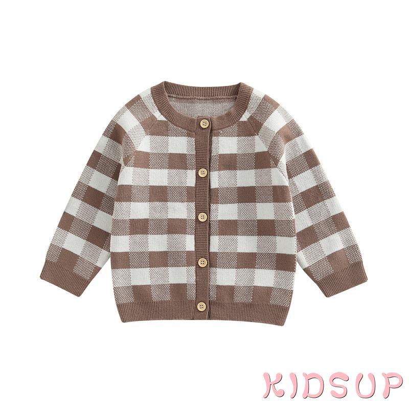 Áo Khoác Len Cardigan Tay Dài Dáng Rộng Cài Khuy Kẻ Sọc Thời Trang Xuân Thu Cho Bé Gái / Bé Gái
