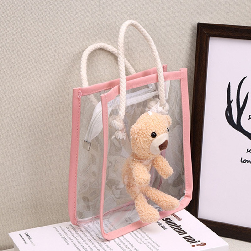 QQ Túi Tote Trong Suốt Sức Chứa Lớn In Hình Gấu Dễ Thương Thời Trang Mùa Hè Cho Nữ