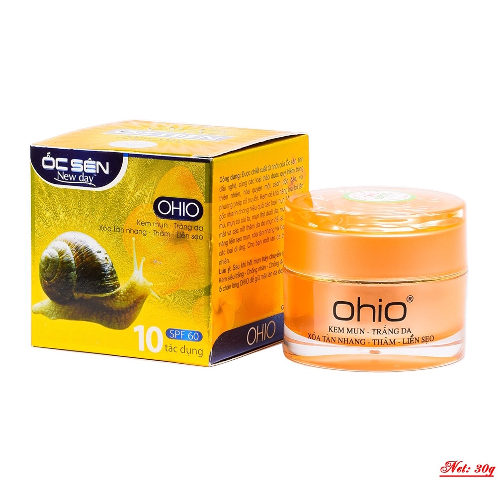 Kem ốc sên Ohio 10 tác dụng mụn trắng da xóa tàn nhang thâm liền sẹo 30g
