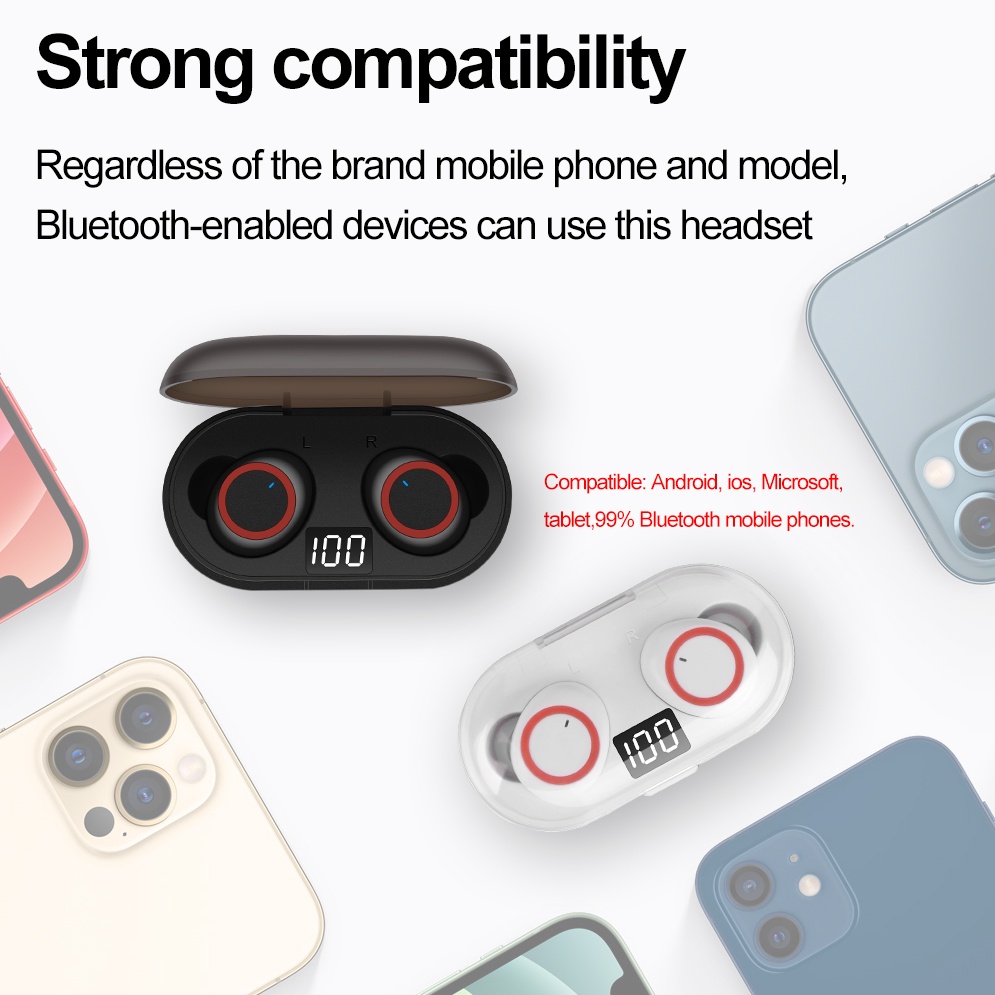 TWS Tai Nghe không dây Y50 Bluetooth 5.0 âm thanh nổi 9D Chống Thấm Nước Giảm Tiếng Ồn có hộp sạc thông minh