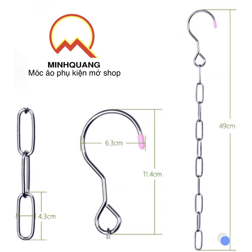 Dây móc xích kim loại, chất liệu inox màu vàng,bạc không rỉ dài 1m, phụ kiện cho cửa hàng shop thời trang