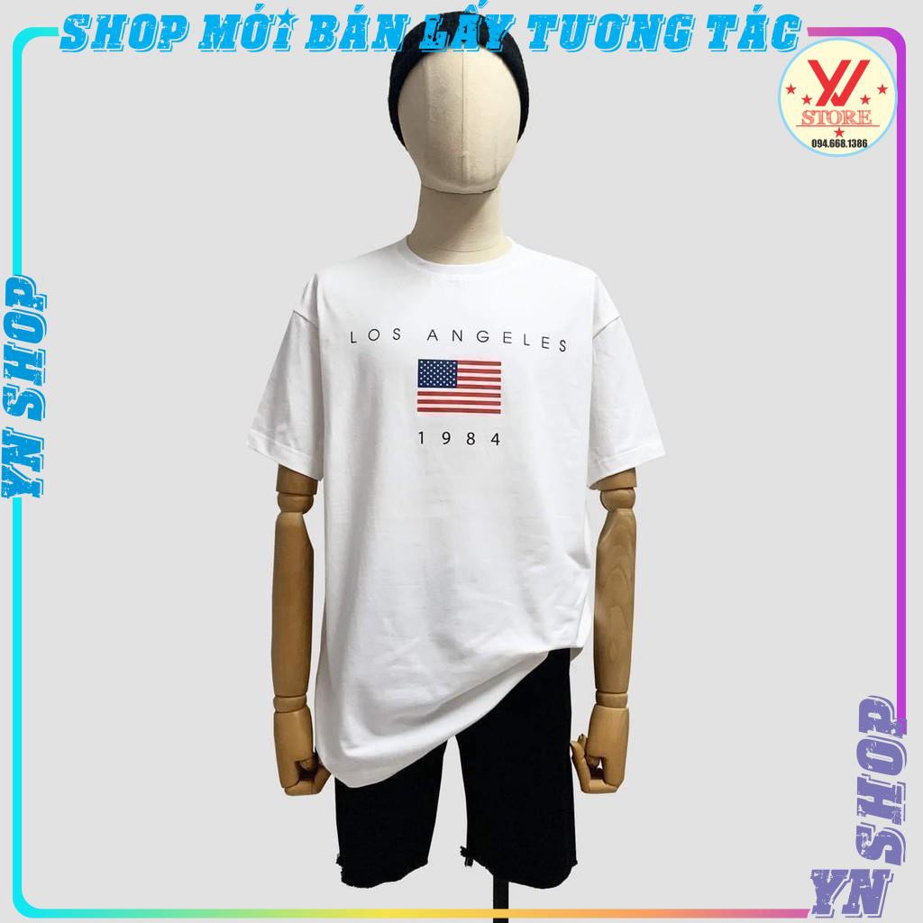 Áo thun nam nữ tay lỡ form rộng , áo phông unisex cờ mỹ hot 2021