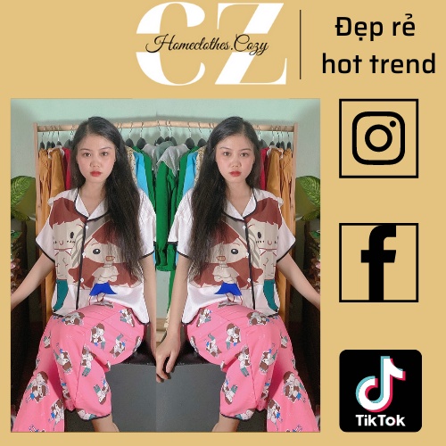 Đồ bộ nữ ♥️ CUTE ♥️ mặc thoải mái vải lụa Mango siêu mềm mát