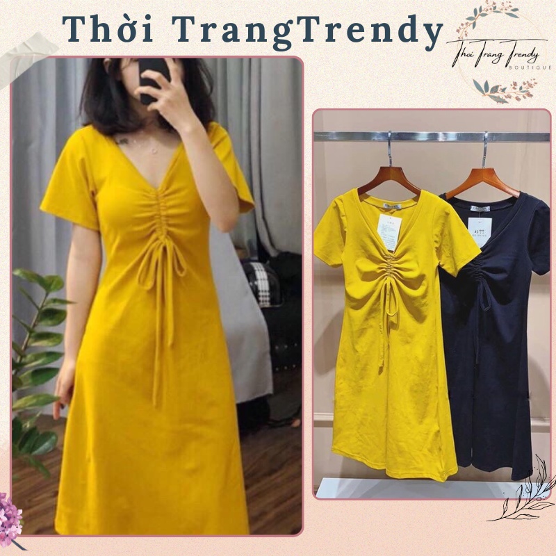 Váy Cotton Trơn Cổ Tim Rút Ngực Siêu Hot DV-0040-babytee