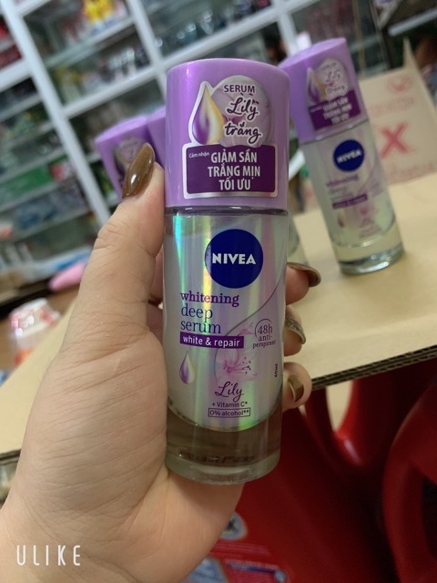 Lăn ngăn mùi NIVEA serum giúp dưỡng trắng chuyên sâu hương hoa Lily Mầu Tím