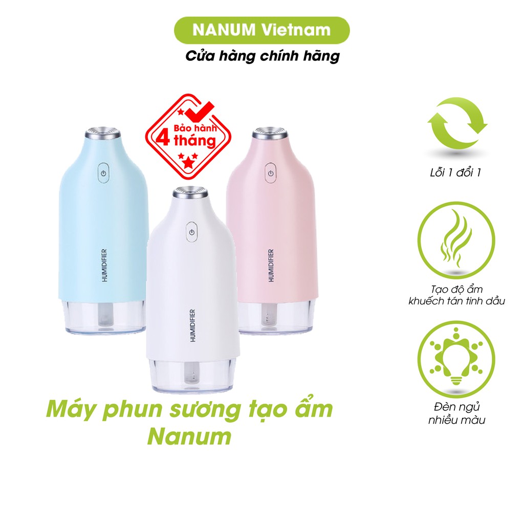 Máy phun sương tạo ẩm không khí Nanum bình chứa 270ml, hoạt động liên tục 7h, đầu phun cao cấp - XXB02