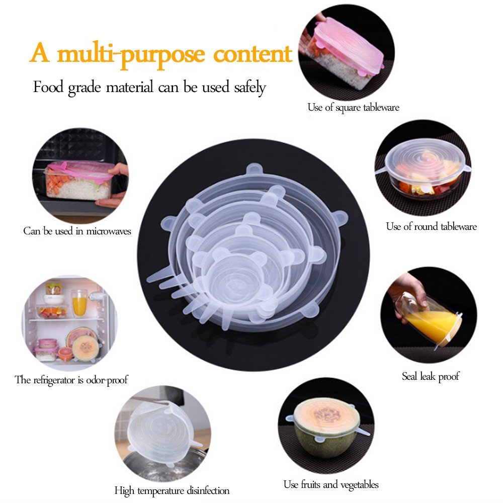Bộ 6 Nắp Silicon Đậy Tô Chén Bảo Quản Thực Phẩm 365 Độ
