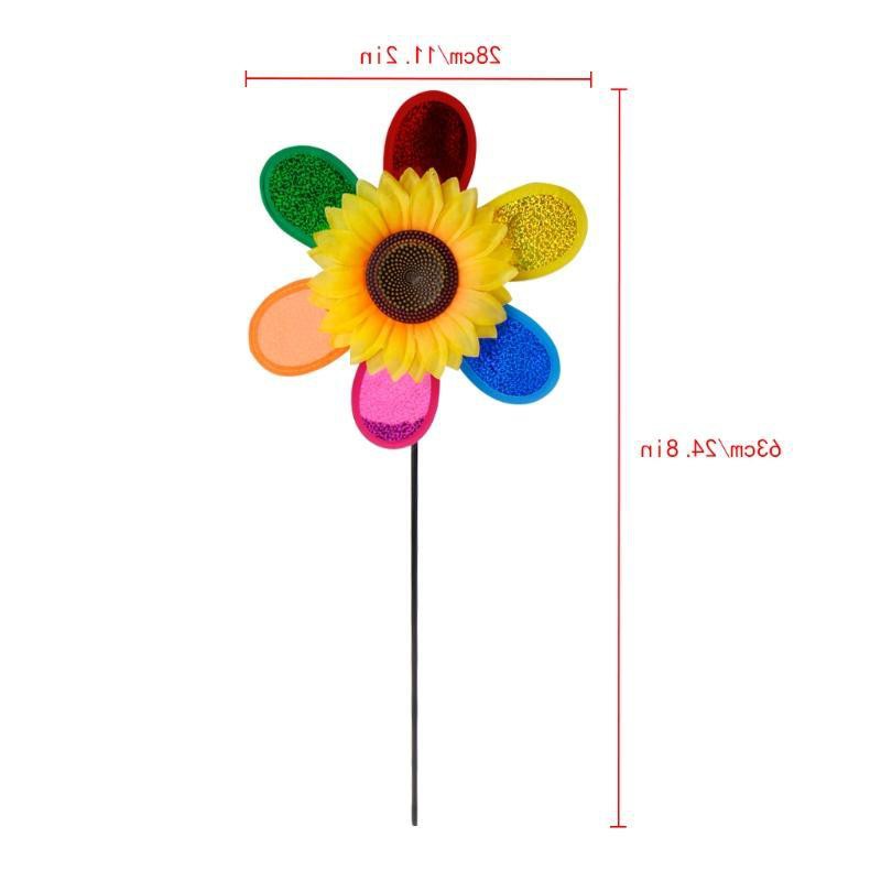 * Colorful Sequins Sunflower Windmill Wind Spinner Home Garden Yard Decoration