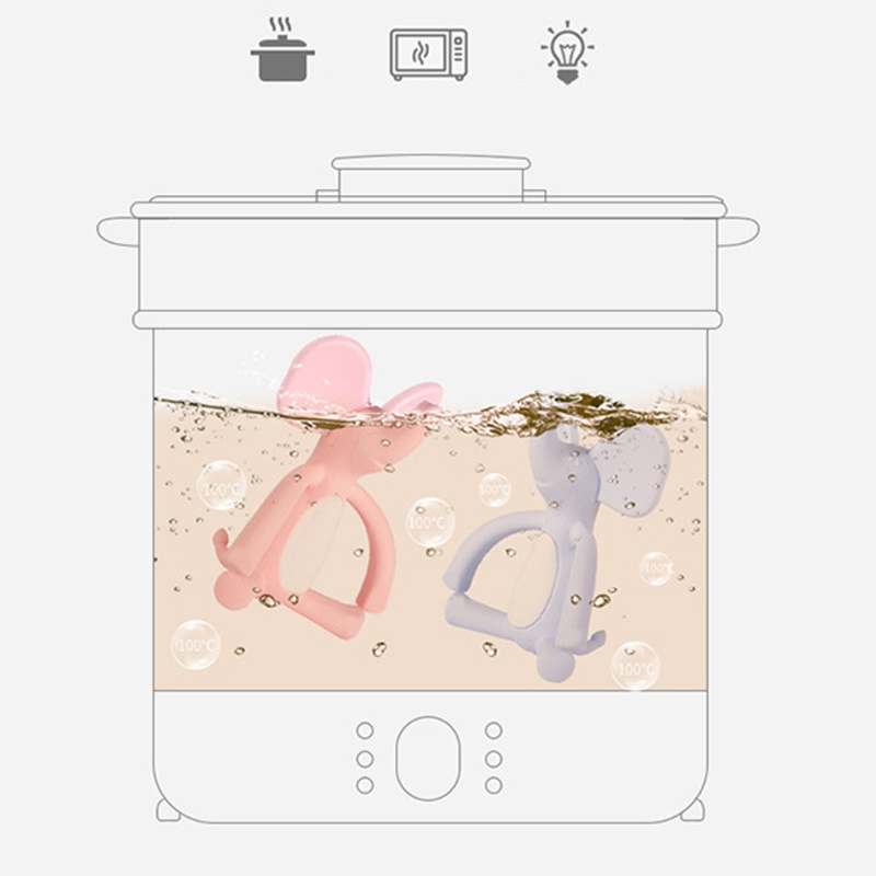 Đồ Chơi Ngậm Nướu Hình Chú Voi Hoạt Hình Bằng Silicon Thoải Mái Dành Cho Bé