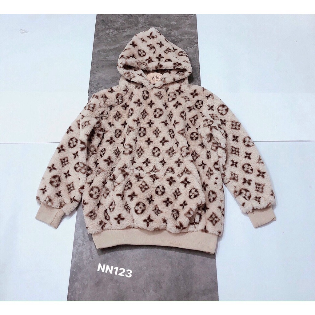 Áo mũ lông 2 lớp dáng trùm mông - Hàng L1