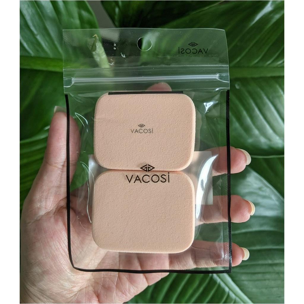 Combo 2 bông phấn ướt Vacosi size‎ nhỏ vuông﻿ và tròn, giọt nước